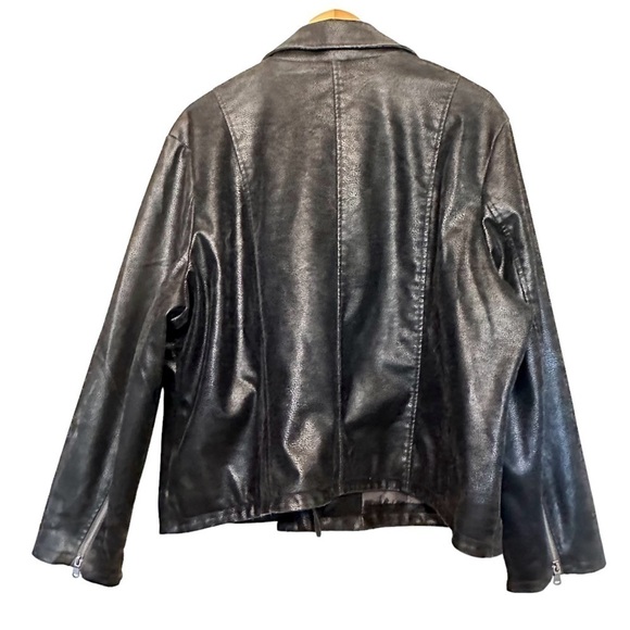Silver Jeans Co Black Faux Moto Jacket Womens Size 2X - Picture 4 of 11